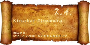 Kinszker Alexandra névjegykártya